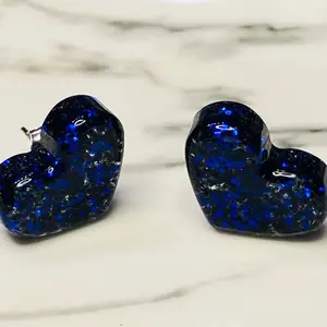 Royal Blue Glitter resin post earrings