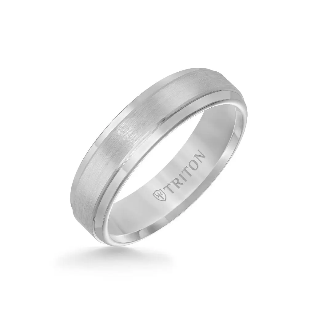 Triton Grey Tungsten Carbide Satin Wedding Band, Size 10