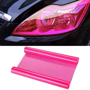 11.88*48 Inches Car Light Self-adhesive Tint Film Headlight Tail Fog Vinyl Wrap Protector Auto Modification Cover For Cars  Suvs (pink)