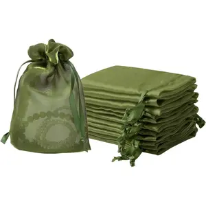 20 Pcs Moss Green Small Organza Bags 4X6 inch for Wedding Favors with Drawstring, Mini Mesh Gift Bags Jewelry Pouch for Candy Bridal Shower Party Favor Baby Shower Christmas
