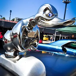 Angry Duck 3D Car Hood Ornament - Electroplated Black/Silver Color Polished High Shine