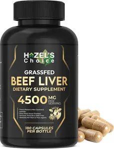 HAZEL'S Choice Grassfed Beef Liver Supplement 4500mg, 180 Capsules, Unflavored, Organ Support Supplement & Nutrient-Rich, 30 Servings