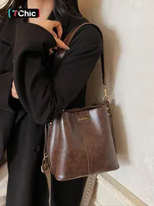 Women's Vintage PU Shoulder Crossbody Bag, Fashionable Strap Water Bucket Bag, Ideal for Commuting and Shopping, Perfect Gift, Everyday Crossbody Bag