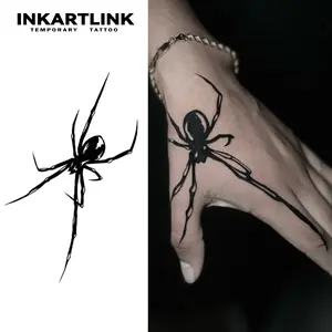 INKARTLINK Tattoo Tech, 2 Sheets Semi-Permanent Temporary Tattoos, Spider Series 2, Adult Art Design,Lasts 1-2 Weeks, Waterproof, Realistic Look, No Adhesive, No Reflection,For Man And Woman Finger,Ideal for Swimming, Party