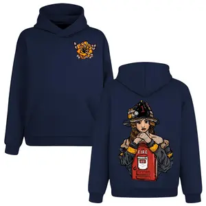 Tattooed Female Firefighter 69 Gamewell Alarm Hoodie, 2 Sides, Fire Dept Humor Rose Print Pullover