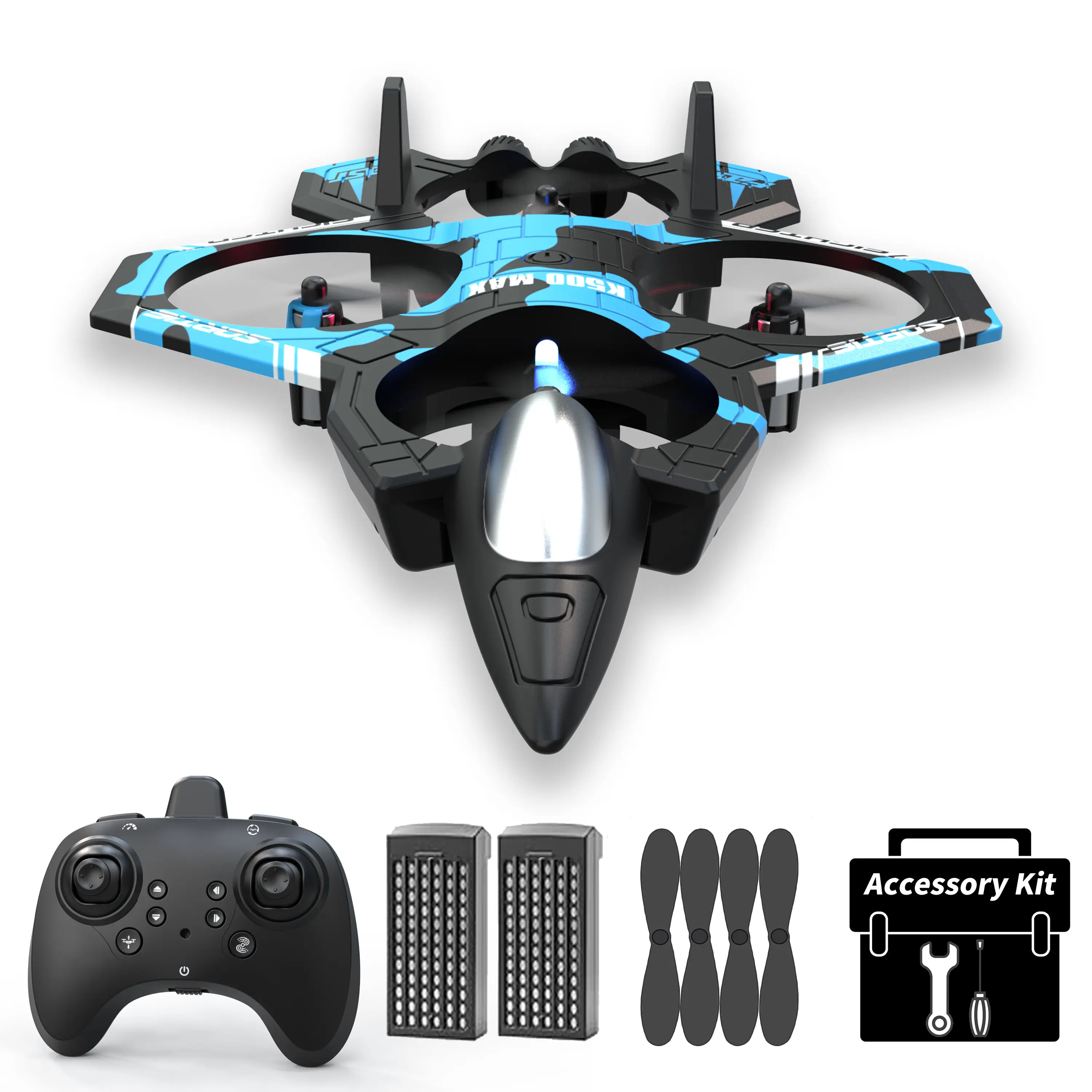 UAVRIAO Durable RC Fighter Jet Plane with Folding Camera, Altitude Hold, Gyro Stabilization, 3D Stunt Flips, 1-Key Takeoff/Landing, 360° Surround Flight for Boys, Beginners, Ideal Gift