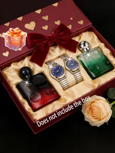 4pcs Stylish Romantic Couple Wrist Watch Set with Elegant Design, Perfect Gift for Him with All-Season Quartz Movement, Quartz Watches