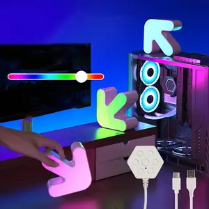 Smart Arrowhead Lights, DIY LED Lights Apps and Remote Controls and Music Synchronization Functions USB and C-Type Modern RGB Wall Plates for Living and Gaming Decor, Gaming Room Ambient Lighting, Computer Desktop Pickups RGB Arrowhead Lights