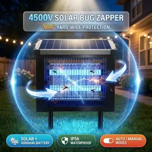 Zero Queen Rechargeable Solar Mosquito Zapper Indoor & Outdoor, 4500V High Powered Electric Bug Zapper, IP67 Waterproof Fly Zapper