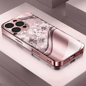 Flower Pattern Rose Gold/Plated Pink Phone Case Cover for iPhone 17/17 Pro/17 Air/17 Pro Max/16/16 Pro/16 Plus/16 Pro Max/15/15 Pro/15 Pro Max/14/14 Pro/14 Plus/14 Pro Max/13/13 Pro/13 Pro Max/13 Mini/12/11 Fashion, Couple Style, Minimalist, Cute Christma