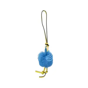 Pre-owned Loewe Calfskin Small Leather Goods Leather Fur Keychain