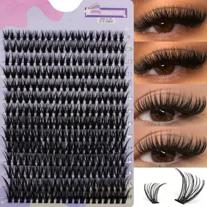 Natural False Eyelashes for Lash Extensions, 280 Clusters/set Individual False Eyelashes, Fluffy Curly Faux Cluster Lashes, DIY Eyelash Extensions, Portable Makeup Tool for Women, Summer Makeup Gift, Christmas Gift