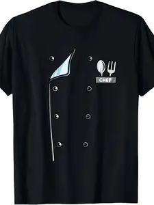 Men's & Unisex Chef Costume Coat Uniform - Hawaiian Shirt Cooking Jacket, Short Sleeve Breathable Cotton Top for Gifts, Themed Parties & Casual Wear - Comfortable Chef Attire for Events & Cooking Demonstrations, PLUS SIZE