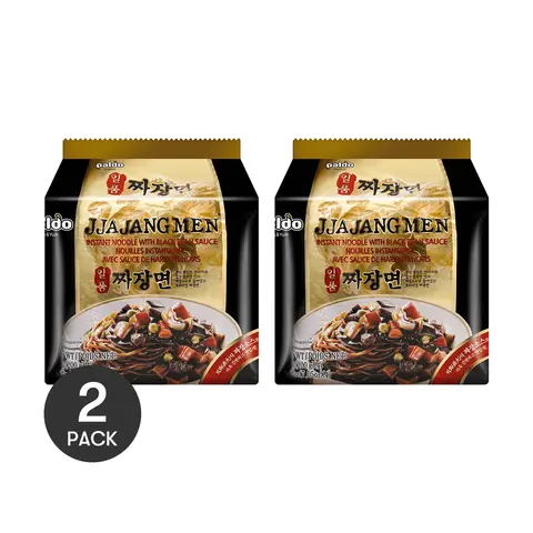 PALDO Korean Jjajangmen Noodles with Black Bean Sauce - Instant, 4 Pack, 7.05oz Each, Quick & Easy Cooking, Delicious Korean-Style Dish - Food