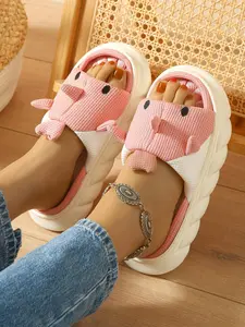 Women's Cute Cartoon Shark Design Slippers, Casual Comfortable Breathable Non-slip Slippers for Indoor & Outdoor Wear, Fashionable Slippers for Women & Girls