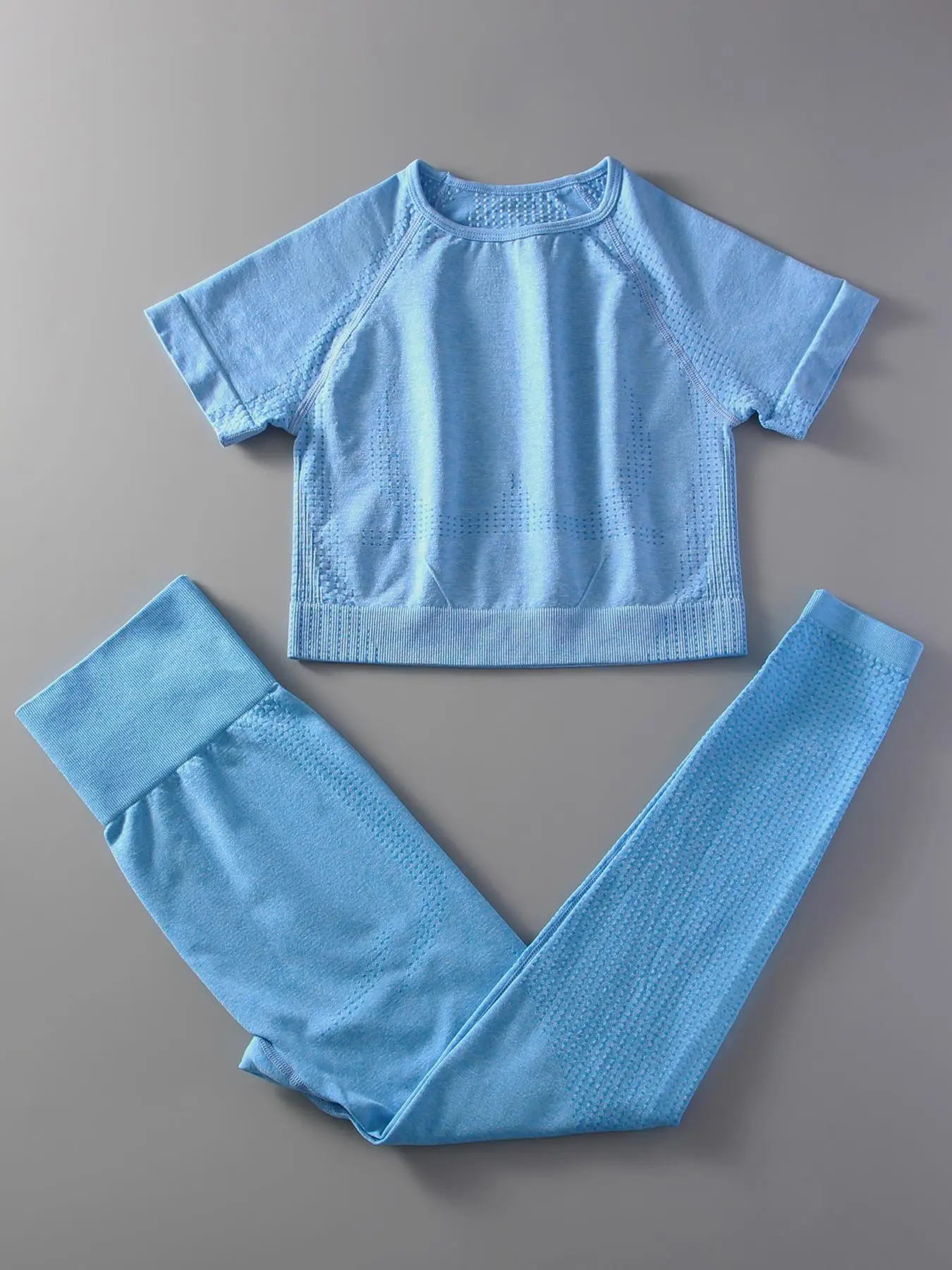 Women's Solid Tracksuit Set, Sport Raglan Sleeve Crop Top & High Waist Leggings, Summer Clothes Women, Women Tracksuits for Summer