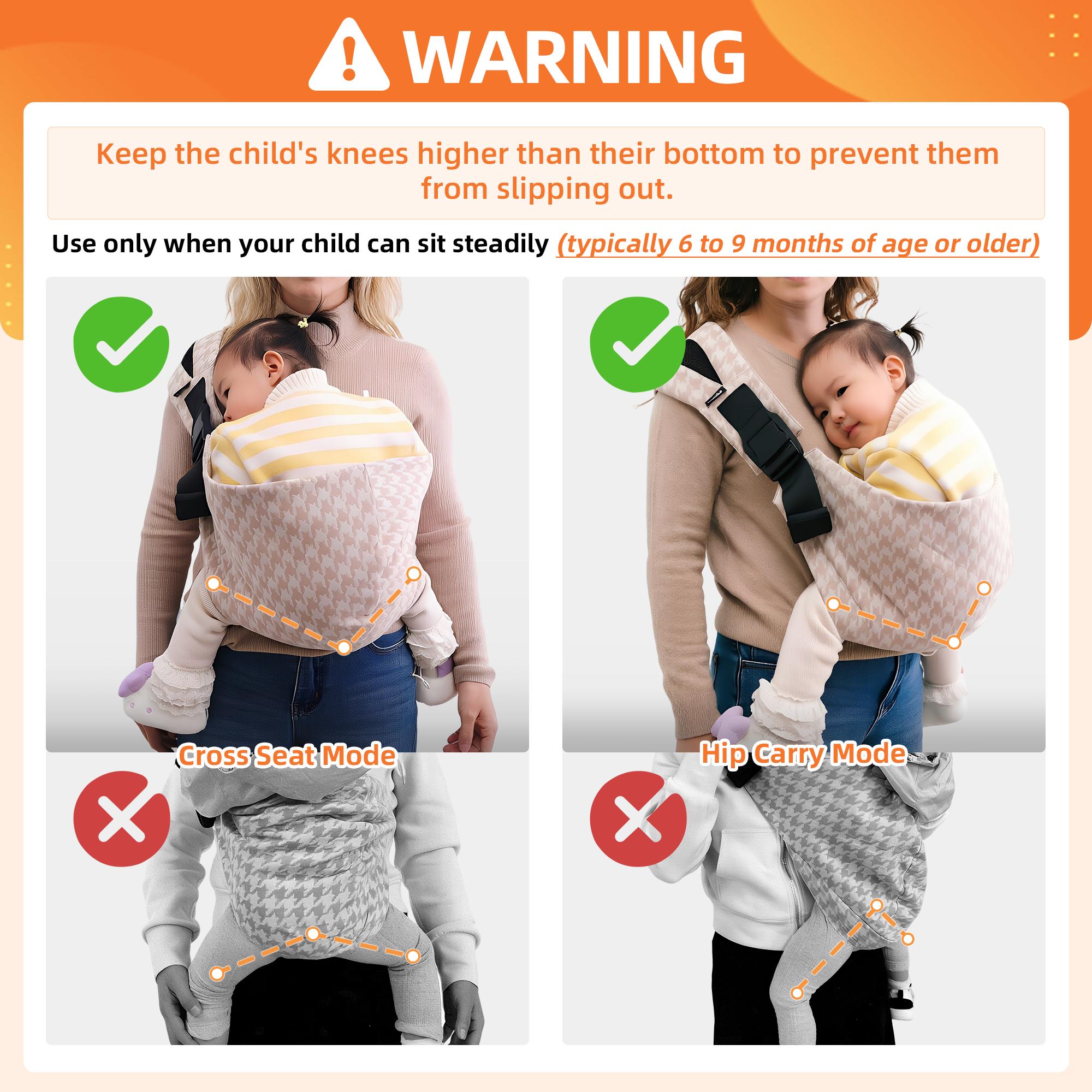 LUJIFO Chic Houndstooth Side Baby Carrier - Premium Cotton Linen Toddler Sling