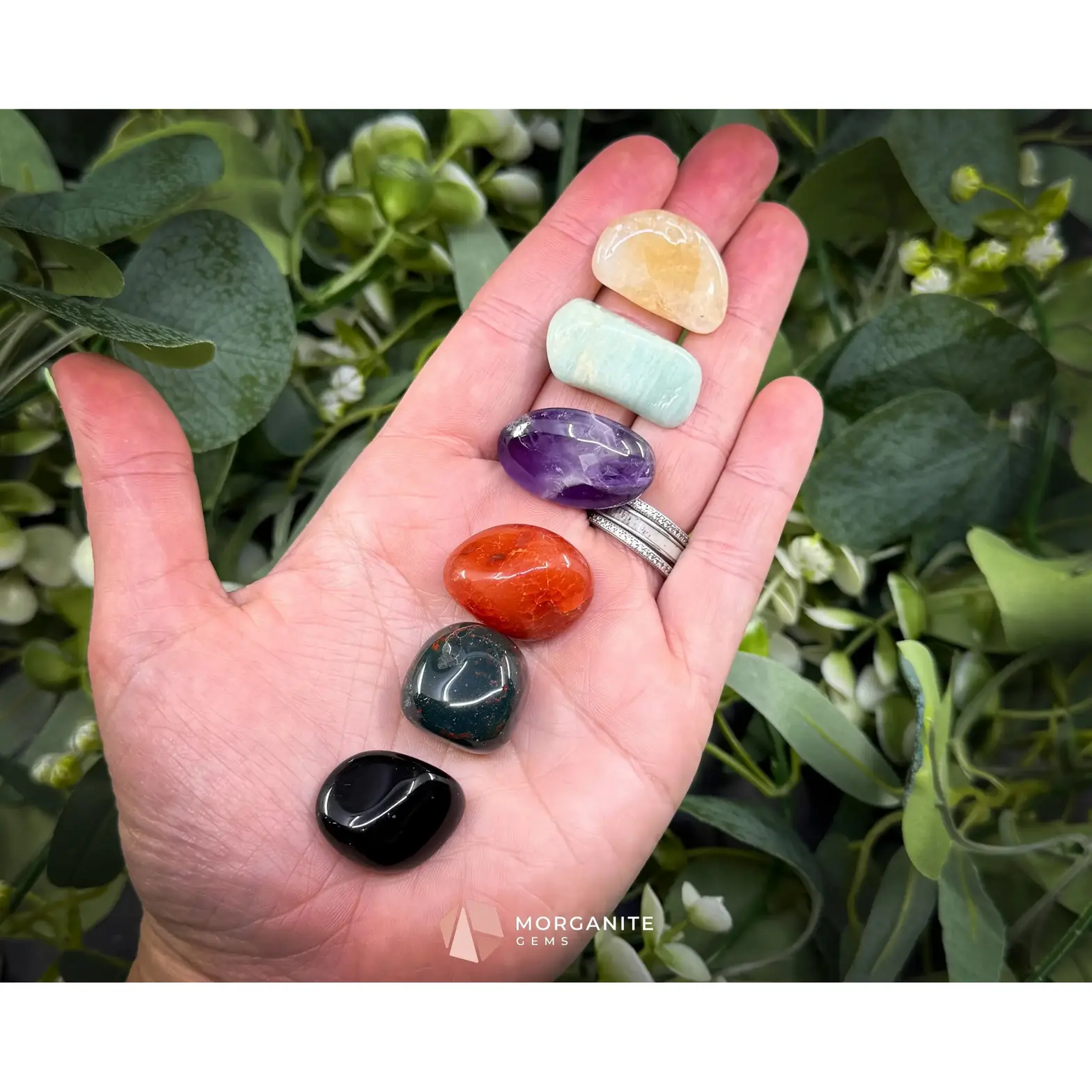Aries Zodiac Crystal Set | 6 Gemstones + Selenite, Spiral Cage & Gift Box