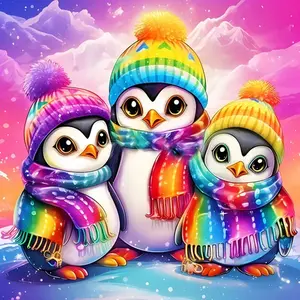 Penguin Diamond Embroidery Animal Painting DIY Full Round Diamond Mosaic Cross Stitch Kits Art Wall Decoration Needle Crafts Kit