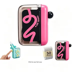 Portable Floss Dispenser, Cute Automatic Dental Floss Picks Case, Refillable Travel Floss Holder, Hygienic Mini Floss Container for Purse, Car & Daily Use