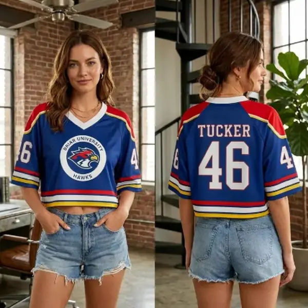 Personalized Briar University Crop Top Jersey, Custom Graham Di Laurentis Logan Hawks Off Campus Series Cropped Jersey with Name and Number, Perfect Gift for Booktok & Hockey Fans