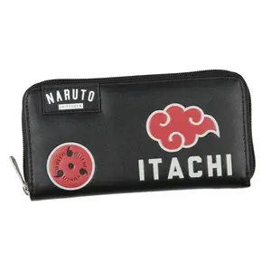 Naruto Shippuden Itachi Uchiha Akatsuki Red Cloud Mangekyo Sharingan Zip Around Wallet