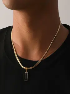 Men's Stainless Steel Chain Necklace, Casual Fashion Simple Design, Pendant Jewelry for Daily Wear, Stylish Accessory for Men, Noticeable Pendant