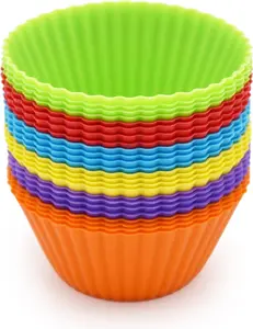 24 Pack Silicone Cupcake Baking Cups, Reusable Non-Stick Cupcake Liners for Party, Halloween, Christmas, Easy to Clean Pastry Muffin Pans.