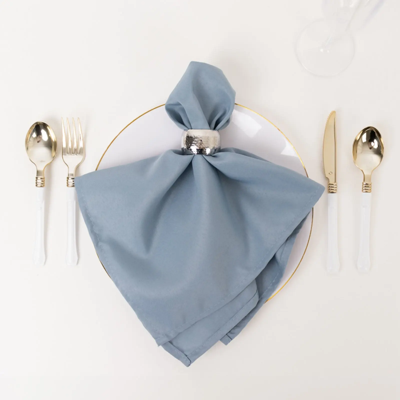 Commercial Grade Cloth Table Napkins, 5-Pack Multipack 20"x20" Dusty Blue Polyester Napkins, 220GSM, Stain & Wrinkle Resistant for Restaurants, Cloth Napkins