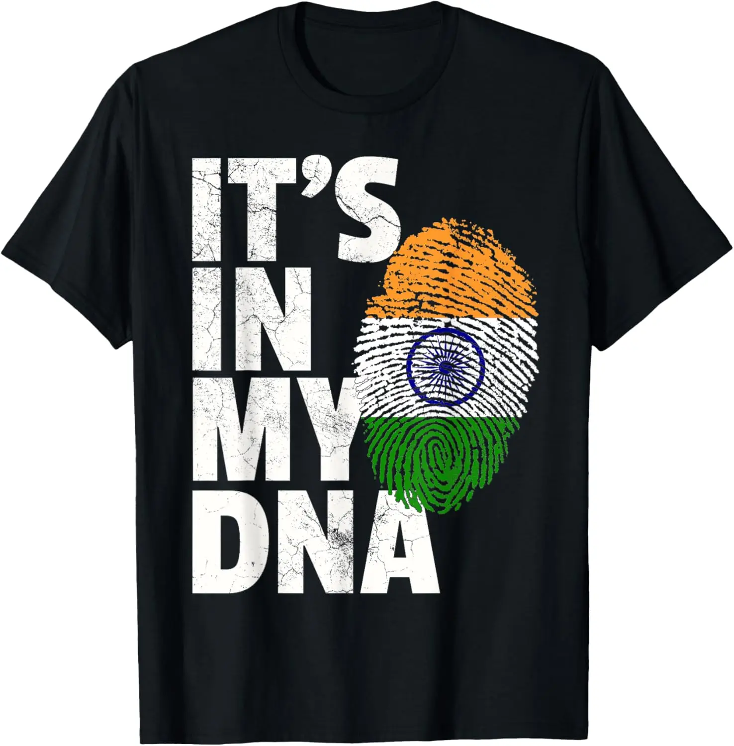 Unisex Vintage Graphic T-Shirt, "It's In My DNA" India Flag Print, Distressed Cotton Shortsleeve Top for All Seasons