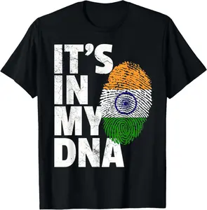 100%cotton IT'S IN MY DNA India Flag Indian Men Women Novelty Gift T-Shirt