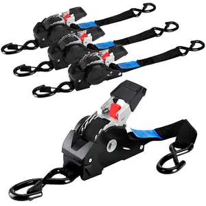 Retractable Ratchet Straps, 4Pack,1” x 10’ 1650lb Break Strength Heavy Duty Auto Self Retracting Tie Down Straps for Truck, Cargo, Motorcycle, ATV, UTV,Boat