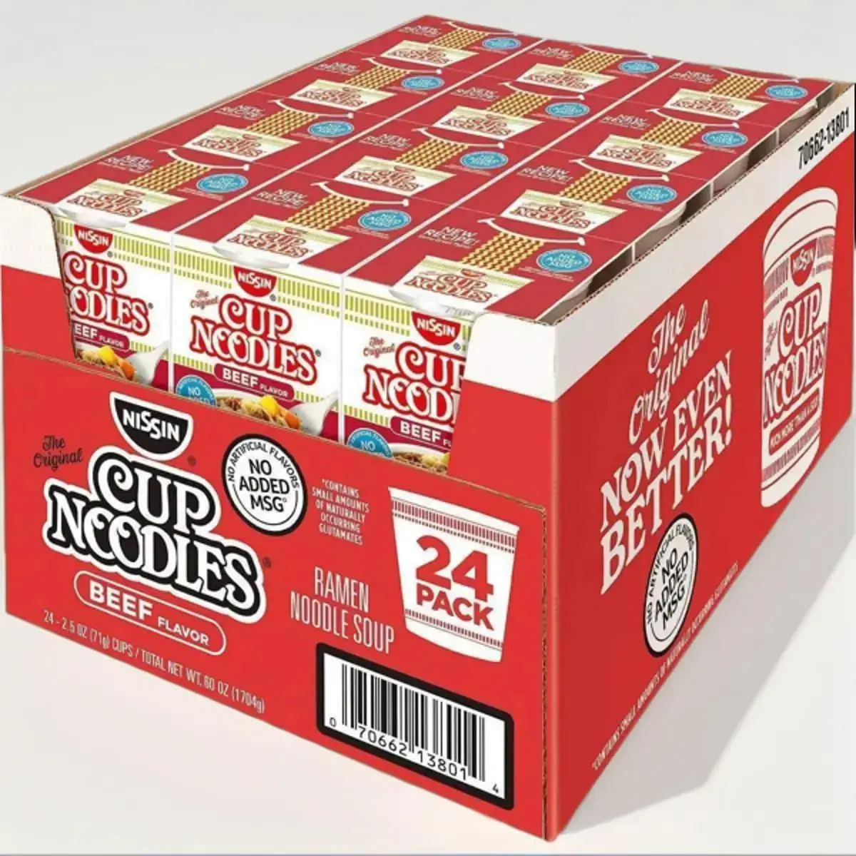 Nissin Cup Ramen Noodles Soup Beef Flavor Soup, 2.25 Ounce (Pack of 24) Pack