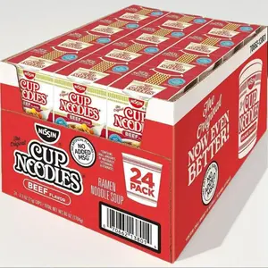 Nissin Cup Ramen Noodles Soup Beef Flavor Soup, 2.25 Ounce (Pack of 24) Pack