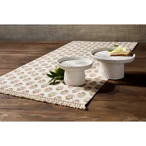 Taupe Block Print Table Runner
