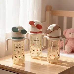 Baby Training Cup, Feeding 1 Count Anti-spill & Anti-colic Training Cup with Temperature Sensitive Scale, Baby Drinking Cup, Baby Bottle