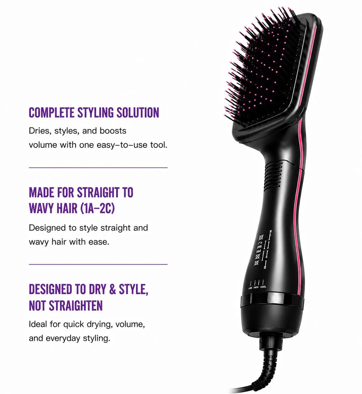 Multifunctional Hot Air Comb Hair Dryer & Styler | Negative Ion Blow Dryer Brush for Smooth and Shiny Hair