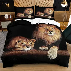 Background Lion Comforter Set, Includes 1 Bed Sheet & Pillowcases, Perfect for Bedroom Decor, No Filler Included