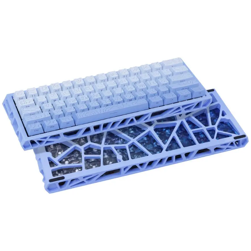 61 Keys Compact Magnetic Mechanical Keyboard Pink Hollow Design, Multi System Win/Mac Switchable, Oil Resistant PBT Thermal Sublimation Keycaps, Full Key Hot Swap RGB Wired Keyboard for Laptop Desktop