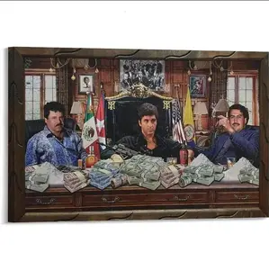 [Sale off up to 65%][Free Ship][No Frame] Arimex Scarface Al Pacino El Chapo & Pablo Escobar Tony Montana El Chapo Pablo Escobar Wall Poster Art Canvas Print for Office Bedroom Aesthetic Modern Home Decoration (No Framed)
