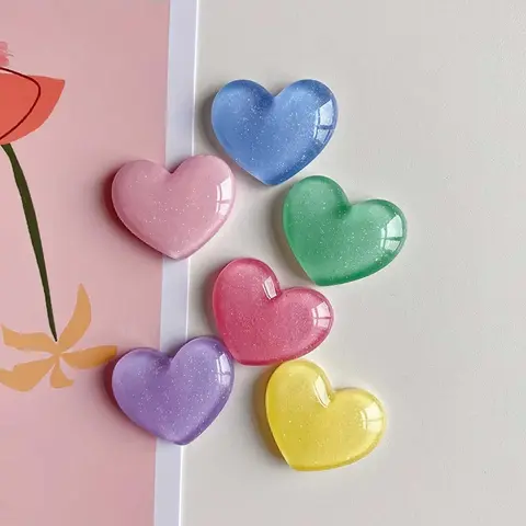 Cute Cartoon Heart Shaped Fridge Magnet, 6 Counts/set Decorative Magnet for Kitchen, Office Whiteboard, Locker & Dishwasher, Perfect Gift, Pastel, Decoration, Multicolor