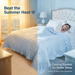 Blunique Cooling Blanket for Hot Sleepers, Soft Bamboo Rayon Summer Bedding, Lightweight Breathable Cooling Comfort, Queen & King Size Soft Mattress Pad bedding