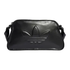 Adidas Originals Solid Logo Zipper Closure Polyurethane Handbag Shoulder Bag For Women In Black