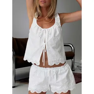 Love of Mine Anglaise Sleep Shorts White