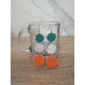 Irish Flag Cover Beaded Earrings