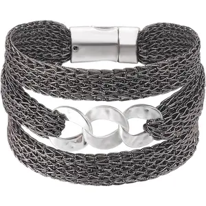 Bracelet for Women Multi Chain Mesh Bracelet Wisted Orb Circle Disc Mesh Wrap bracelet for Women Statement