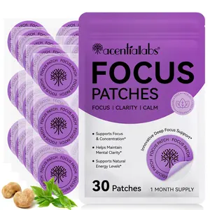 Acentiallabs Focus Patches for Adults 30 Count 1 Month Supply Natural Attention and Concentration Support Patch Waterproof Biodegradable Invisible Wearable for Work Study and Productivity