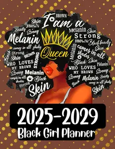 Black Girl Planner 2025-2029 5 Years January 2025  December 2029 with US Holidays  Includes Calendars Notes, Yearly Goals & Monthly Habits Tracker