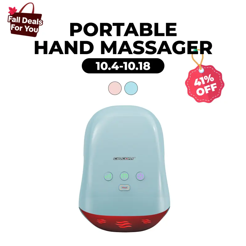 CINCOM Hand Massager with Heat, Give the Gift of Everyday Relaxation, Cordless & Portable with Adjustable Settings, Black Friday & Holiday Gifts