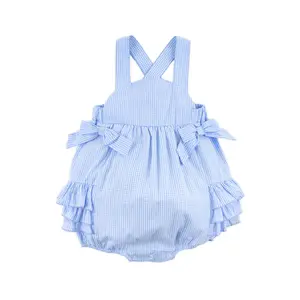 Blue Gingham Skyler Bubble - Cute Ruffle Outfit for Baby & Toddler Girls